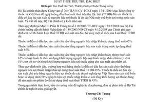 Công văn 3906/TC/TCT thuế suất thuế tiêu thụ đặc biệt