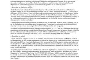Official Dispatch No. 1010/TCT/TNCN, on Addressing problems in personal income