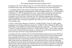 Official Dispatch No. 1121TCT/TS on registration fees