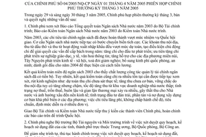 Nghị quyết 04/2005/NQ-CP phiên họp Chính phủ thường kỳ tháng 3 năm 2005