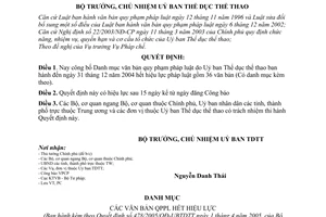 Quyết định 478/2005/QĐ-UBTDTT bãi bỏ văn bản pháp luật hết hiệu lực