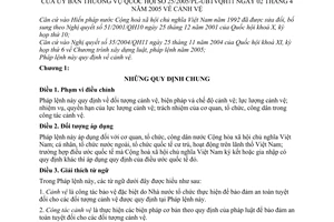 Pháp lệnh cảnh vệ 2005 25/2005/PL-UBTVQH11