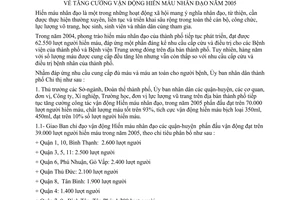 Chỉ thị 08/2005/CT-UB tăng cường vận động hiến máu nhân đạo năm 2005