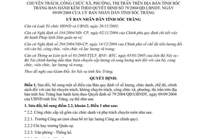 Quyết định 38/2005/QĐ.UBNDT sửa đổi Quy định số lượng, chức danh, chế độ