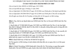 Quyết định 24/2005/QĐ-UB bãi bỏ 72/2002/QĐ-UB 75/2002/QĐ-UB và 813/1998/QĐ.CT.HC Cần Thơ