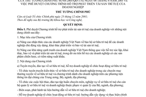 Quyết định 68/2005/QĐ-TTg Chương trình hỗ trợ phát triển tài sản trí tuệ doanh nghiệp