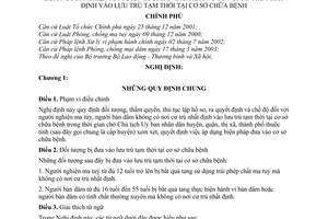 Nghị định 43/2005/NĐ-CP đưa người nghiện ma tuý bán dâm không nơi cư trú nhất định vào lưu trú tạm thời tại cơ sở chữa bệnh