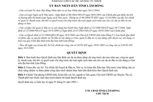 Quyết định 73/2005/QĐ-UB quản lý vốn ứng trước Dự toán ngân sách năm sau cho đầu tư xây dựng Lâm Đồng