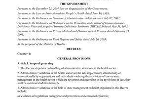 Decree No. 45/2005/ND-CP stipulating on administrative sanction in the sector