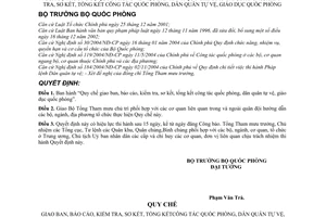 Quyết định 38/2005/QĐ-BQP Quy chế giao ban, báo cáo, kiểm tra, sơ kết, tổng kết công tác quốc phòng, dân quân tự vệ, giáo dục quốc phòng