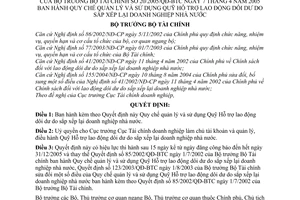 Quyết định 20/2005/QĐ-BTC Quy chế quản lý sử dụng Quỹ Hỗ trợ lao động dôi dư do sắp xếp lại doanh nghiệp nhà nước