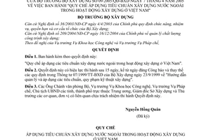Quyết định 09/2005/QĐ-BXD Quy chế áp dụng tiêu chuẩn xây dựng nước ngoài hoạt động xây dựng ở Việt Nam
