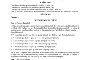 Nghị định 47/2005/NĐ-CP xử phạt vi phạm hành chính trong giống vật nuôi