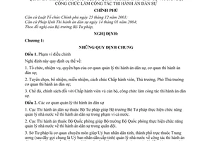 Nghị định 50/2005/NĐ-CP cơ quan quản lý thi hành án dân sự cán bộ, công chức làm công tác