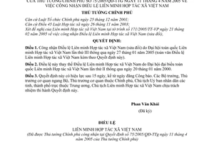 Quyết định 75/2005/QĐ-TTg  Điều lệ Liên minh Hợp tác xã Việt Nam
