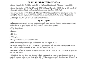 Quyết định 26/2005/QĐ-UBND áp dụng cơ chế một cửa tại ủy ban nhân dân xã phường thị trấn Quảng Nam