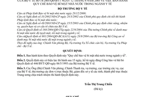 Quyết định 14/2005/QĐ-BYT Quy chế bảo vệ bí mật nhà nước trong ngành y tế