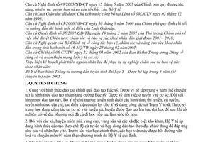 Thông tư 12/2005/TT-BYT hướng dẫn tuyển sinh đại học Y - Dược hệ tập trung 4 năm - năm 2005