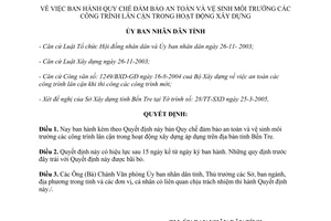 Quyết định 1079/2005/QĐ-UB đảm bảo an toàn vệ sinh môi trường công trình