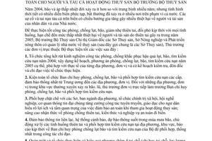 Chỉ thị 05/2005/CT-BTS công tác phòng, chống lụt, bão, giảm nhẹ thiên tai, đảm bảo an toàn người tàu cá hoạt động thuỷ sản