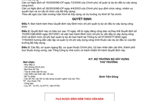 Quyết định 10/2005/QĐ-BXD Định mức chi phí quản lý dự án đầu tư xây dựng công trình