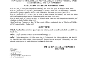 Quyết định 58/2005/QĐ-UB chương trình cải cách hành chính năm 2005 của thành phố
