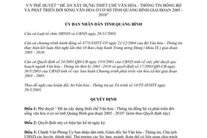 Quyết định 23/2005/QĐ-UB Đề án xây dựng thiết chế văn hóa thông tin phát triển đời sống văn hóa Quảng Bình