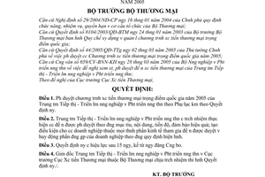 Quyết định 962/2005/QĐ-BTM chương trình xúc tiến thương mại trọng điểm quốc gia năm 2005