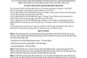 Quyết định 62/2005/QĐ-UB dự toán kinh phí hoạt động năm 2004  2005 cho Ký túc xá sinh viên Lào