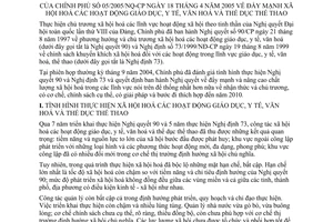 Nghị quyết 05/2005/NQ-CP đẩy mạnh xã hội hóa các hoạt động giáo dục, y tế, văn hóa và thể dục, thể thao