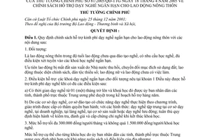 Quyết định 81/2005/QĐ-TTg chính sách hỗ trợ dạy nghề ngắn hạn cho lao động nông thôn
