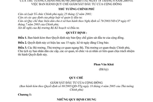 Quyết định 80/2005/QĐ-TTg Quy chế giám sát đầu tư cộng đồng