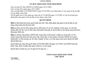 Quyết định 40/2005/QĐ-UBND phân cấp quản lý dự án đầu tư xây dựng