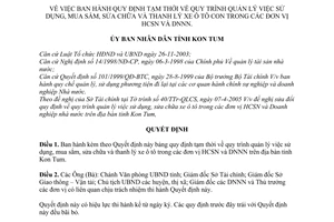 Quyết định 14/2005/QĐ-UB Quy định tạm thời quy trình quản lý việc sử dụng