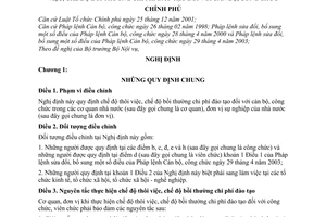 Nghị định 54/2005/NĐ-CP chế độ thôi việc bồi thường chi phí đào tạo đối với cán bộ, công chức