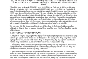 Chỉ thị 02/2005/CT-NHNN nâng cao chất lượng tăng trưởng tín dụng phù hợp khả năng huy động vốn kiểm soát rủi ro bảo đảm an toàn hệ thống