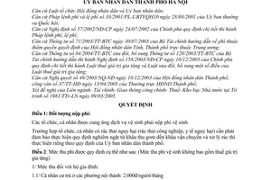 Quyết định 52/2005/QĐ-UB  thu phí vệ sinh địa bàn Hà Nội