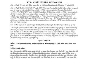 Quyết định 36/2005/QĐ-UBND chức năng nhiệm vụ Sở Nông nghiệp Tuyên Quang
