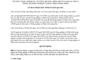 Quyết định 35/2005/QĐ-UBND tổ chức Chi cục Thú y thuộc Sở Nông nghiệp Tuyên Quang