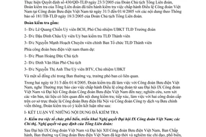 Thông báo 718/KL-TLĐ kiểm tra chấp hành Điều lệ Công đoàn Bưu điện