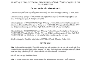 Quyết định 140/2005/QĐ-UBND Quy định quyền  trách nhiệm công tác quản lý giá