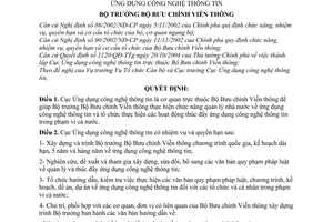 Quyết định 08/2005/QĐ-BBCVT chức năng, nhiệm vụ, quyền hạn cơ cấu tổ chức Cục Ứng dụng công nghệ thông tin