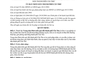 Quyết định 29/2005/QĐ-UB nhiệm vụ quyền hạn cơ cấu tổ chức Trung tâm phát triển quỹ đất Cần Thơ