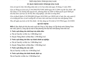 Quyết định 30/2005/QĐ-UB giá tiêu thụ nước sạch Quảng Nam