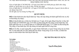 Quyết định 15/2005/QĐ-BXD Quy chế cấp chứng chỉ hành nghề Kiến trúc sư, Kỹ sư hoạt động xây dựng