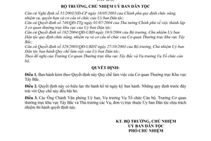 Quyết định 83/2005/QĐ-UBDT Quy chế làm việc Cơ quan thường trực khu vực Tây Bắc