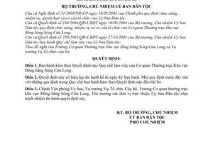 Quyết định 82/2005/QĐ-UBDT quy chế làm việc cơ quan thường trực đồng bằng Sông Cửu long