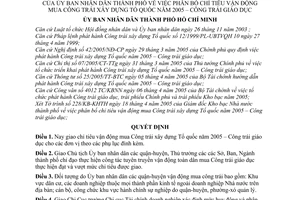 Quyết định 66/2005/QĐ-UB phân bổ chỉ tiêu vận động mua Công trái xây dựng Tổ quốc năm 2005 - Công trái Giáo dục