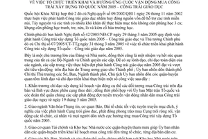 Chỉ thị 10/2005/CT-UB tổ chức triển khai hưởng ứng cuộc vận động mua công trái xây dựng Tổ quốc năm 2005 công trái Giáo dục