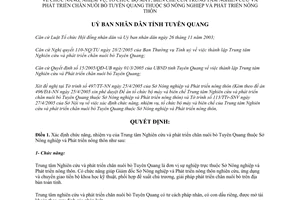 Quyết định 46/2005/QĐ-UBND tổ chức Trung tâm Nghiên cứu Phát triển chăn nuôi bò Tuyên Quang